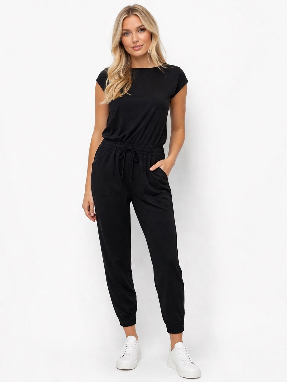 Albion Women’s Solid Black Jumpsuit Jogger Pant size XS‎